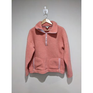 J. Crew Pink Vintage Fleece Quarter Zip Sherpa Size Large